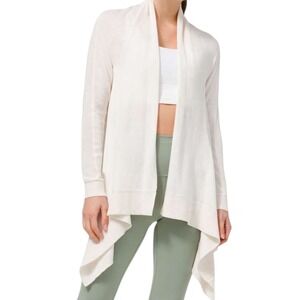 Lululemon Women's Cashlu Knit Wrap Cardigan Sweater Cream Sz XS/S Cashmere Blend